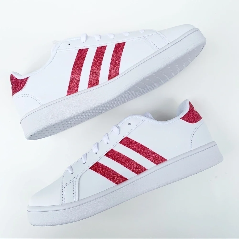 adidas GRAND COURT SHOES White/Glitter Pink - Picture 3 of 15